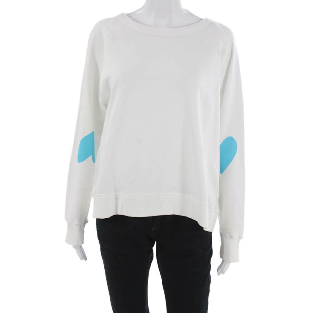Kerri Rosenthal Women White Cotton Pullover Crewneck Long Sleeve Size L